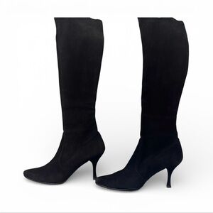 Elegant Stuart Weitzman black suede knee-high boots Size 10.5